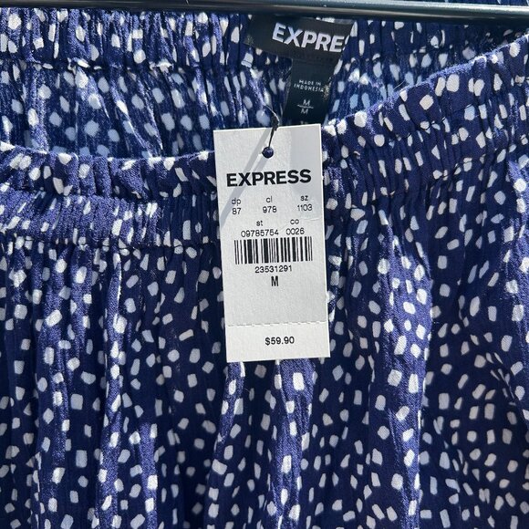 Express Blue Blouse w/ White Polka Dots - Picture 4 of 4